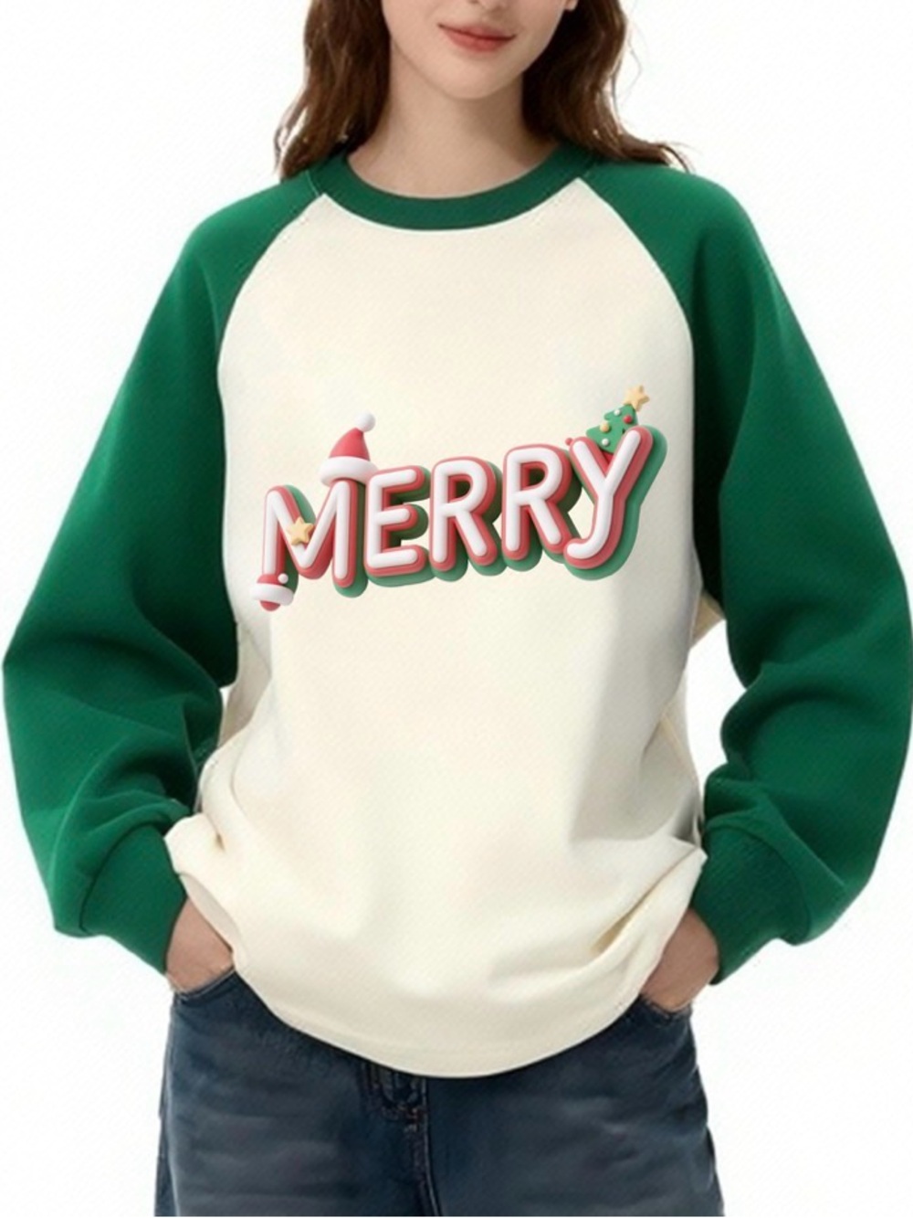 Christmas Sweatshirts For Women Oversized Merry Crewneck Sweatshirts